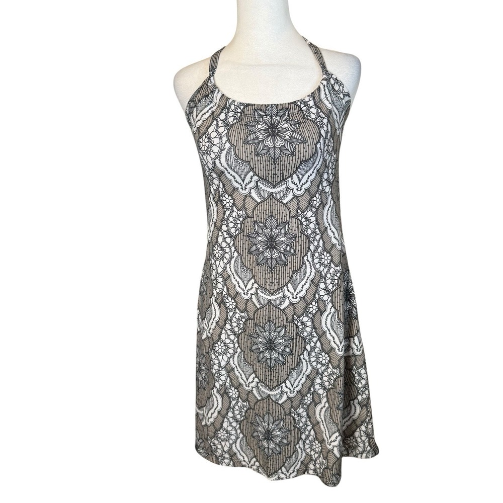 Prana Black & White Geometric Print Sleeveless Dress Size XS Athletic Neutral
